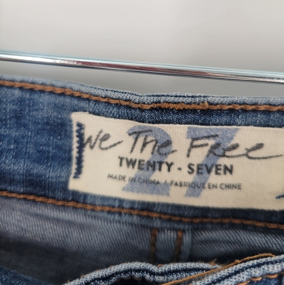 Free People Irreplaceable High Waist Button Wide Flare Jeans 70s Denim Blue 27 - Picture 3 of 6